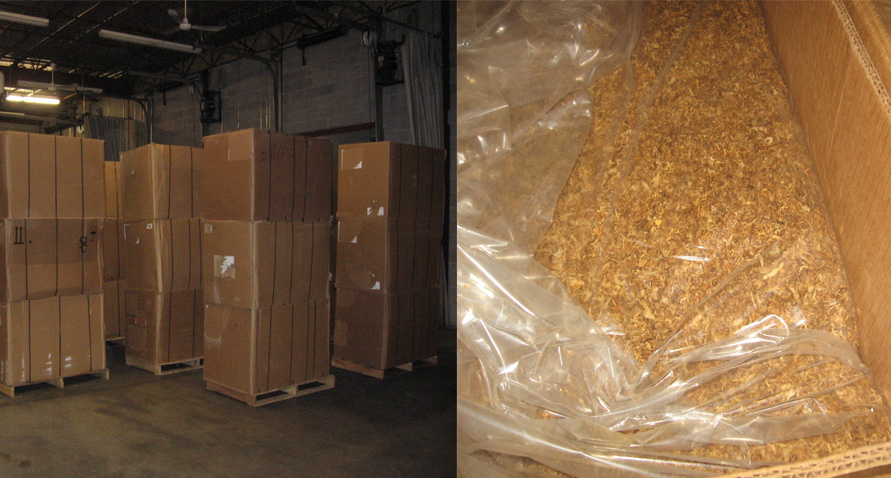 15,000 kg of tobacco were intercepted at Saint-Bernard-de-Lacolle Border Crossing in May and October 2012