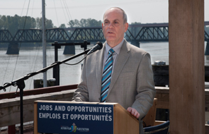 Parliamentary Secretary Randy Kamp announces investment in Mission Harbour and Kanaka Landing small craft harbours. 