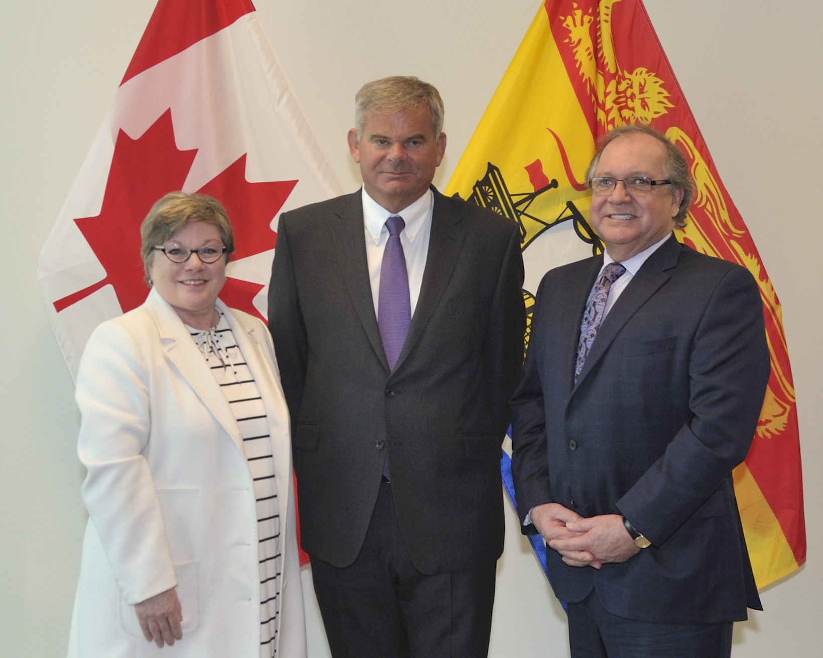 Pictured here (left to right) are the Honourable Francine Landry Minister of Post-Secondary Education, Training and Labour, Minister responsible for La Francophonie and MLA for Madawaska Les Lacs-Edmundston; Paul Richardson, President of IPL Inc., and the Honourable Bernard Valcourt, Minister of Aboriginal Affairs and Northern Development and Member of Parliament for Madawaska-Restigouche. 