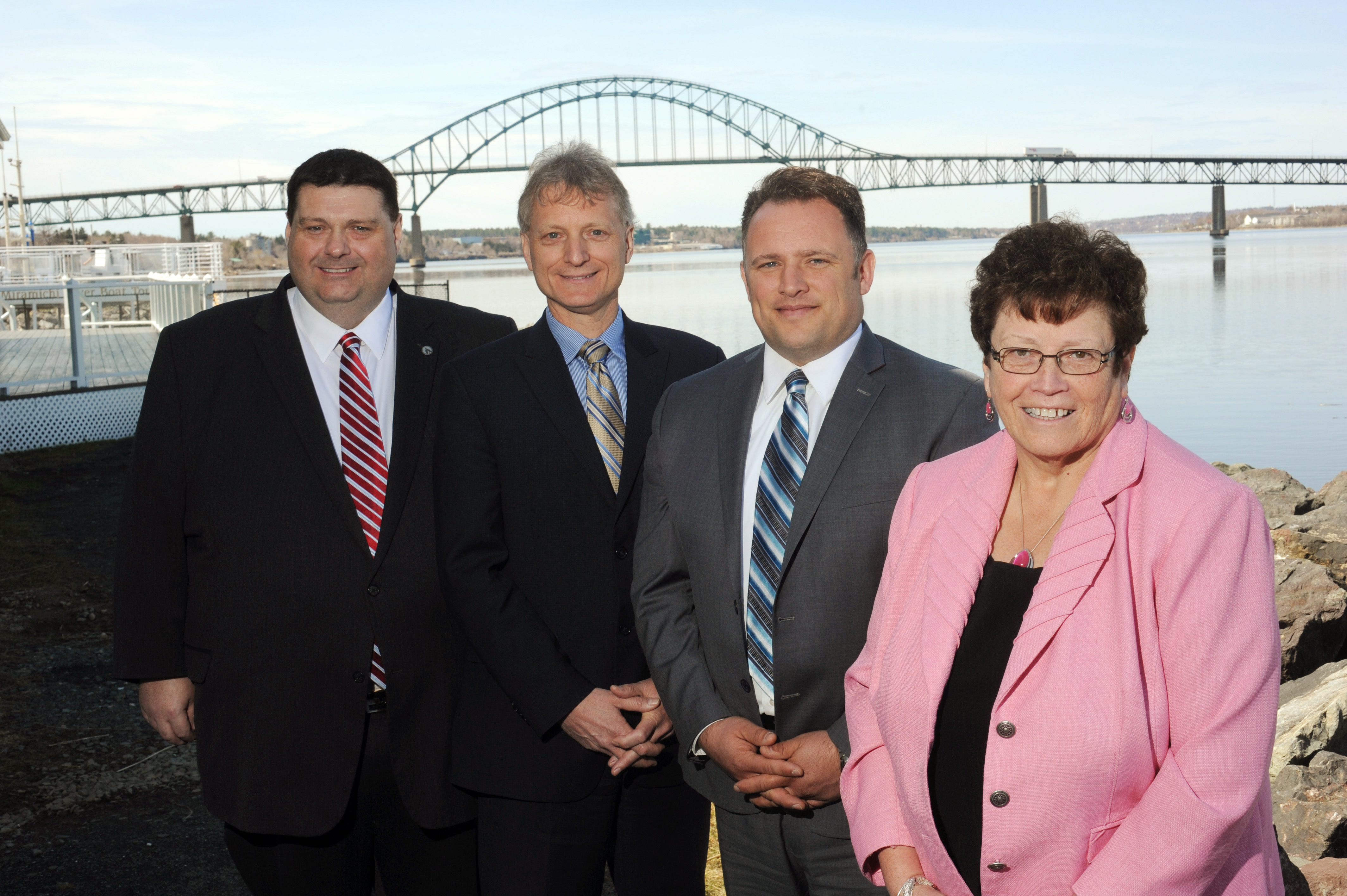 Officials announcing the funding included, from left to right, the Honourable Bill Fraser, New Brunswick Minister of Tourism, Heritage and Culture and Minister responsible for the Northern and Miramichi Funds; the Honourable Roger Melanson, New Brunswick Minister of Finance and Minister of Transportation and Infrastructure; the Honourable Rob Moore, Regional Minister for New Brunswick and Minister of State (Atlantic Canada Opportunities Agency); and Tilly O¿Neill Gordon, Member of Parliament for Miramichi.