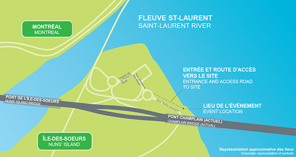 Map of the new Champlain bridge construction site