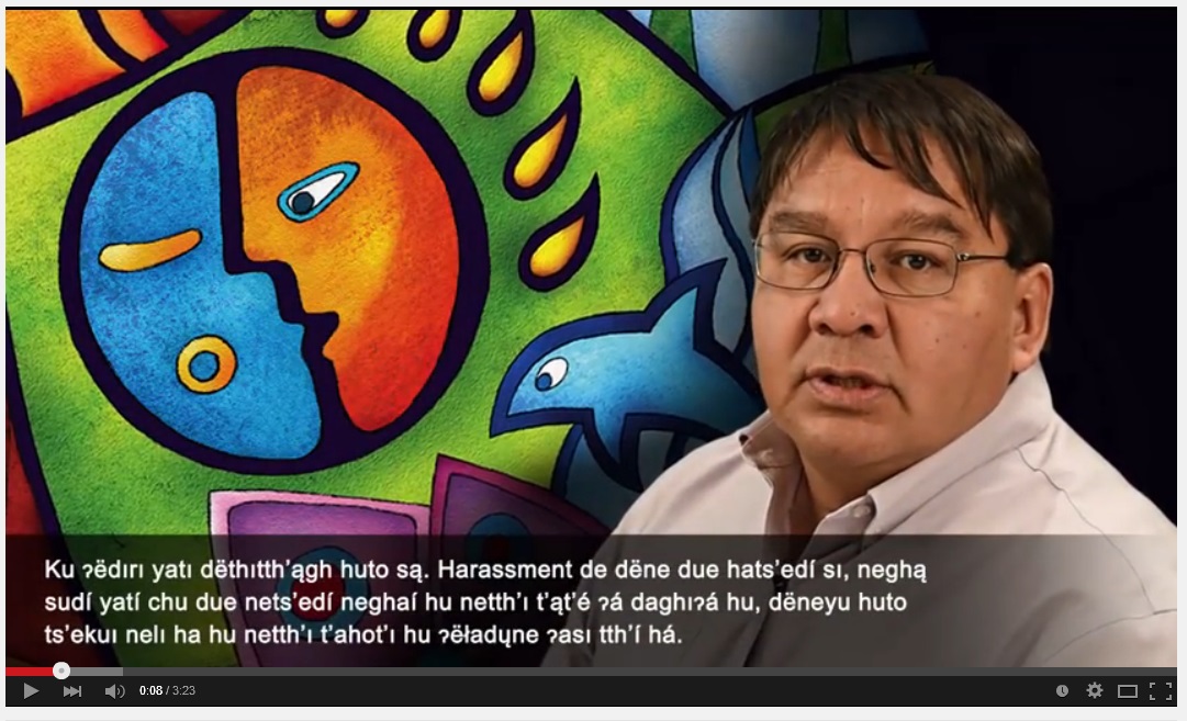Photo from video: "This is for our people"  aboriginal community leaders explain Canadian Human Rights Act in Indigenous dialects.