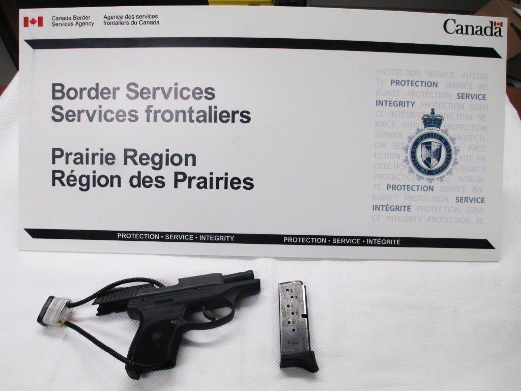 The prohibited 9mm pistol CBSA officers seized at the North Portal border crossing on June 16.