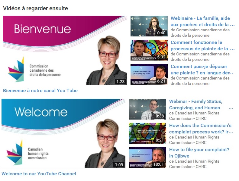 People in Canada can go to YouTube to learn how to deal with discrimination.