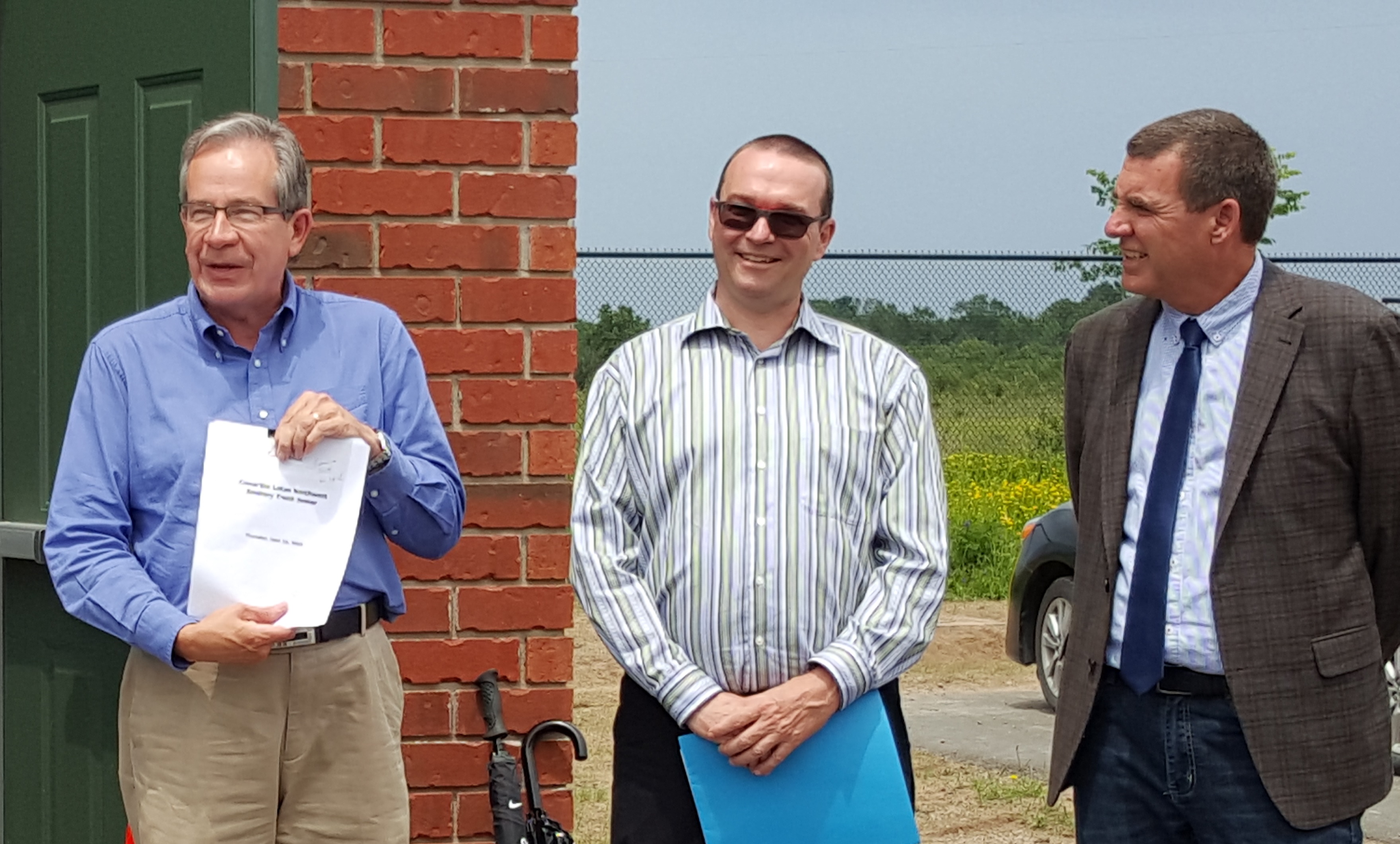 From left to right: The Honourable Jeff Leal, Minister of Agriculture, Food and Rural Affairs and Member of Provincial Parliament for Peterborough, Mr. Barry Devolin, Member of Parliament for Haliburton&#8201;¿&#8201;Kawartha Lakes&#8201;¿&#8201;Brock and the Honourable Andy Letham, Mayor of Kawartha Lakes.