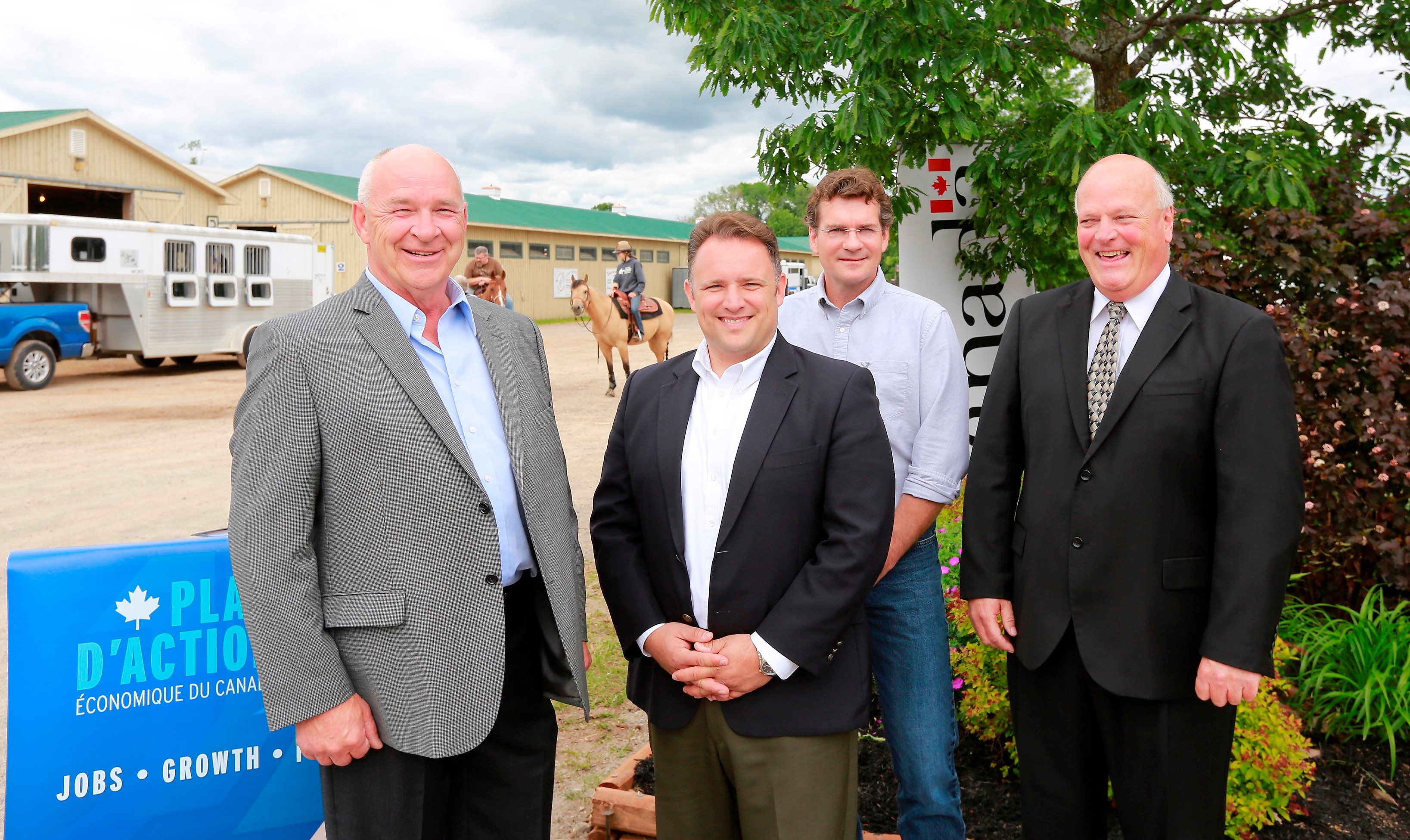 Infrastructure improvements will bring economic benefits to Sussex area

June 26, 2015 ¿ Sussex, NB ¿ Atlantic Canada Opportunities Agency 

The Princess Louise Park Show Centre will undergo an expansion and infrastructure improvements to increase its capacity to host events, bringing increased economic benefits to Sussex and the surrounding area, thanks to an investment by the federal government.

The Honourable Rob Moore, Regional Minister for New Brunswick, Minister of State (Atlantic Canada Opportunities Agency) and Member of Parliament for Fundy-Royal, joined Princess Louise Park Show Centre officials to make the announcement. 

The Government of Canada, through ACOA¿s Innovative Communities Fund (ICF) is contributing $199,551 to the project, while the Princess Louise Park Show Centre is also providing $199,551.

Pictured here (left to right) are:  Ralph Cunningham, President, Board of Directors, Princess Louise Park Show Centre; the Honourable Rob Moore; Marc Thorne, Mayor, Town of Sussex and Bruce Northrup, MLA Sussex-Fundy-St. Martins  
