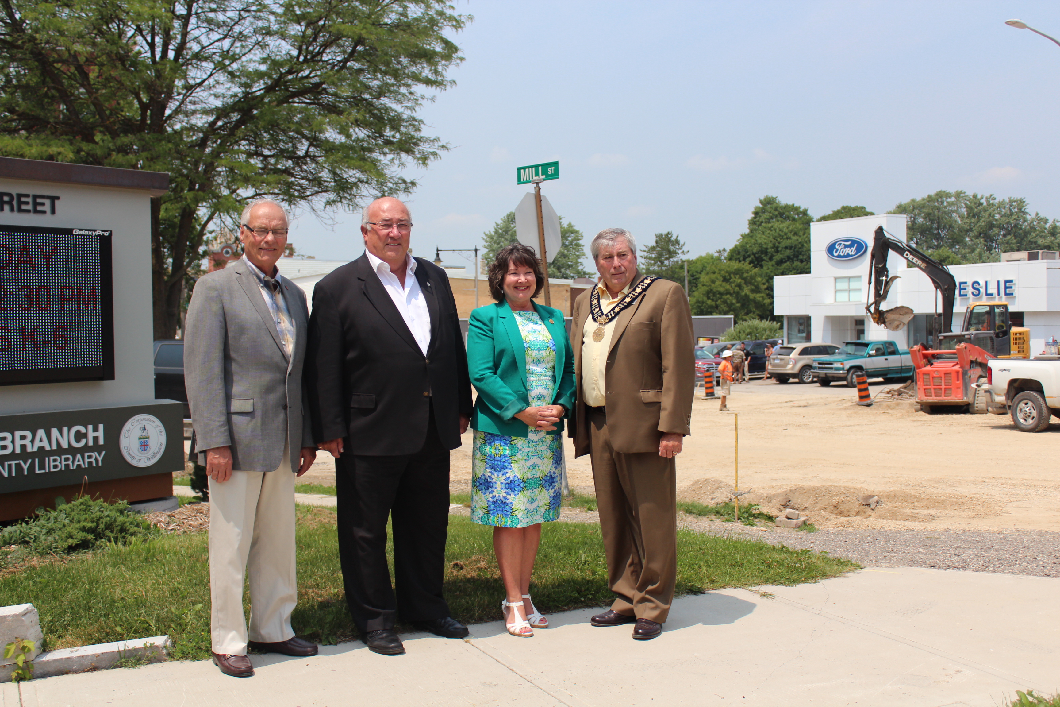 From left to right: Randy Pettapiece, Member of Provincial Parliament for Perth Wellington, Gary Schellenberger, Member of Parliament for Perth-Wellington, Kathryn McGarry, Member of Provincial Parliament for Cambridge, George Bridge, Mayor of Minto and Warden of Wellington County 


