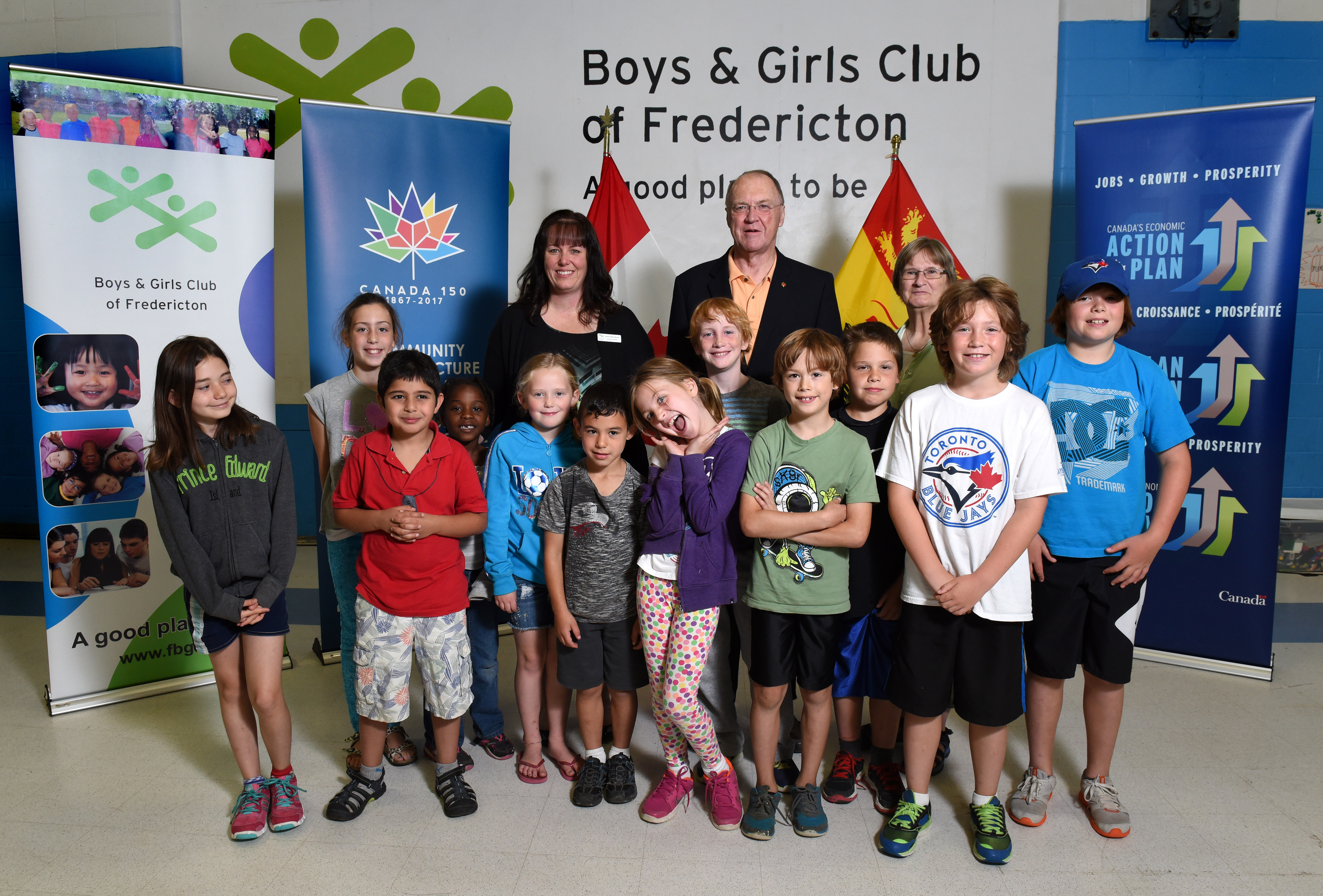 MP Keith Ashfield Announces Investment for the Boys & Girls Club of Fredericton
Government of Canada Supporting Community Infrastructure in Atlantic Canada

July 27, 2015 ¿ Fredericton, N.B. ¿ Atlantic Canada Opportunities Agency (ACOA)

The Boys & Girls Club of Fredericton will be updated, thanks in part to Canada 150 Community Infrastructure Program (CIP 150) funding announced today by the Honourable Keith Ashfield, Member of Parliament for Fredericton, on behalf of the Honourable Rob Moore, Regional Minister for New Brunswick and Minister of State (Atlantic Canada Opportunities Agency). 

The Government of Canada has approved a contribution of $19,371 to upgrade the exterior of the building.  This funding is part of the up to $16.6 million in funding allocated for projects in Atlantic Canada under CIP 150, announced earlier this year by Prime Minister Stephen Harper. This project involves replacing damaged blocks, repointing (replacing mortar) for the entire exterior and sealing/painting the building. 

Pictured here from left to right (centre back row): Karen MacAlpine, Executive Director, Boys & Girls Club of Fredericton, The Honourable Keith Ashfield, Member of Parliament for Fredericton and Debbie Cooper, Regional Director of the Boys and Girls Club of Canada ¿ Maritime Region. 
