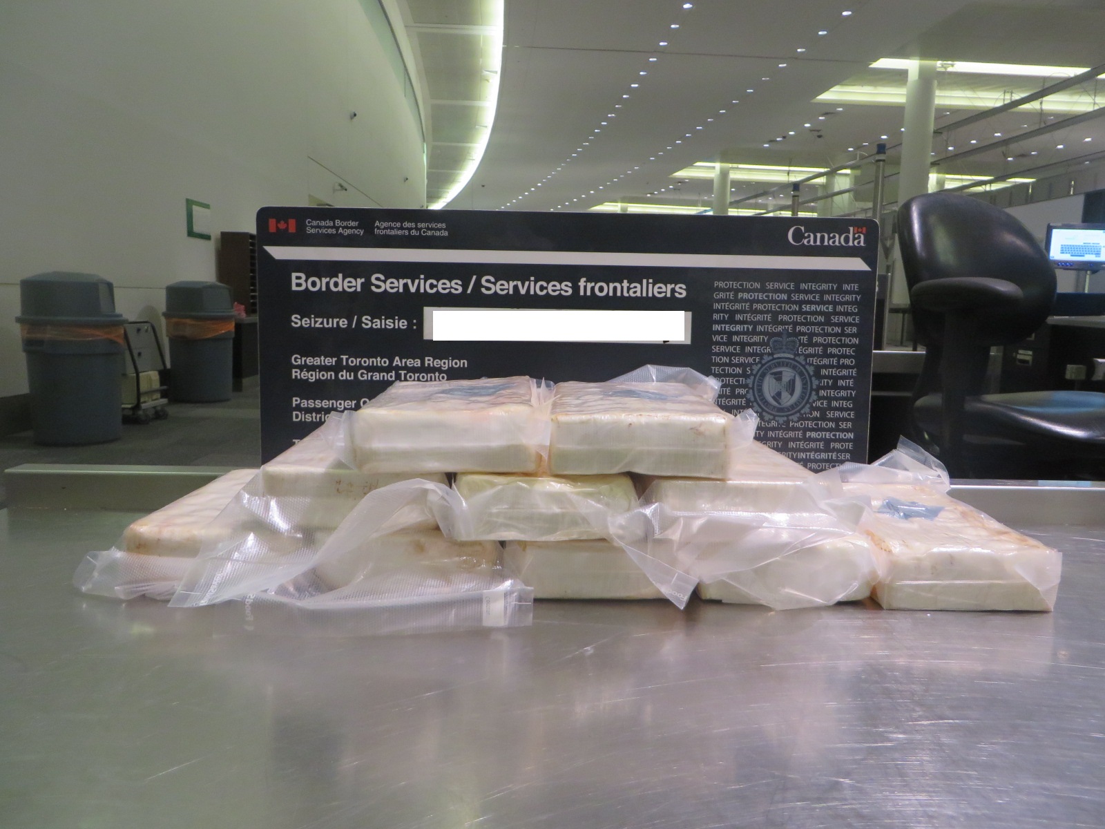 Bundles of suspected cocaine.