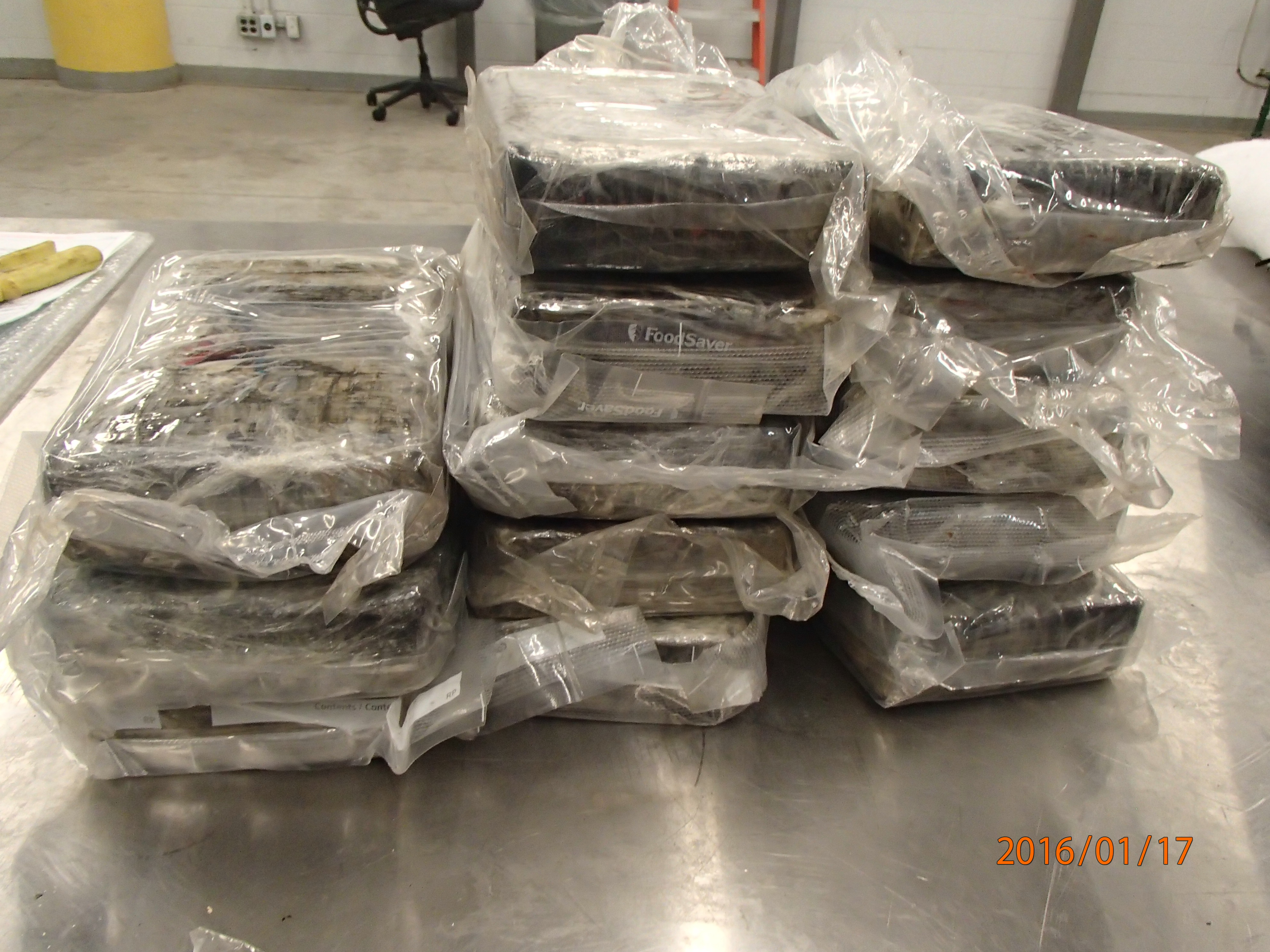 13 bundles of suspected cocaine.