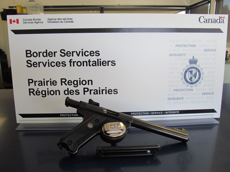 .22 calibre pistol seized at Winkler port of entry in September.                