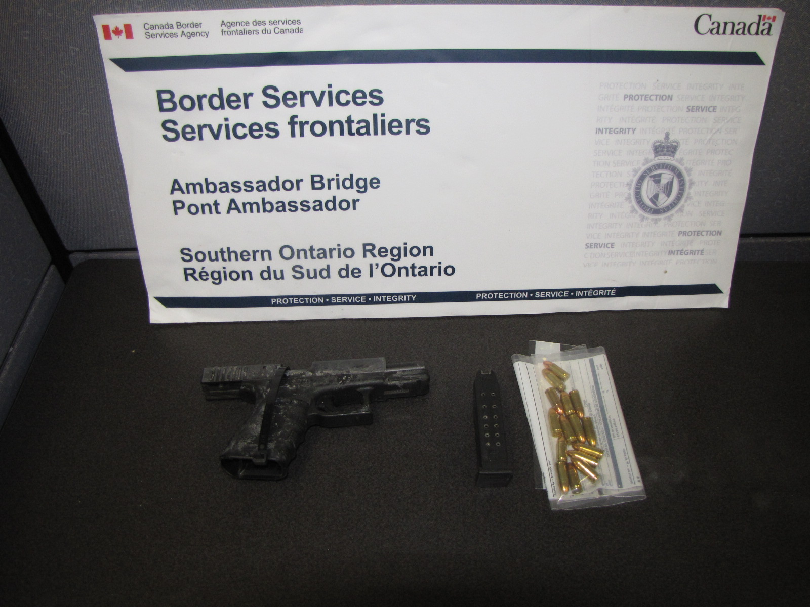 Gun seized at the Ambassador Bridge on January 13, 2016