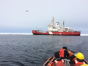 The Government of Canada tests unmanned aerial vehicle from the flight deck of the CCGS George R. Pearkes.