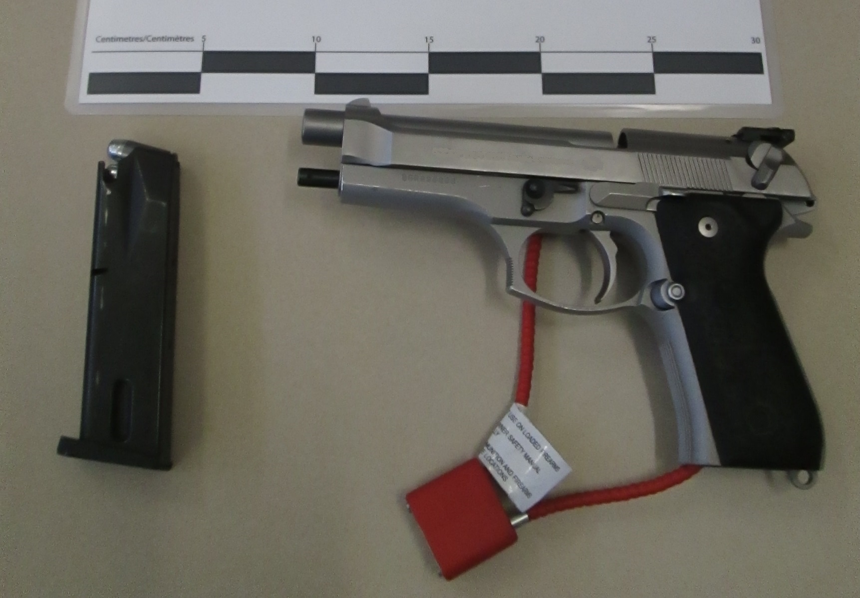 Firearm seized by CBSA officers at the Prescott port of entry on April 22, 2016.