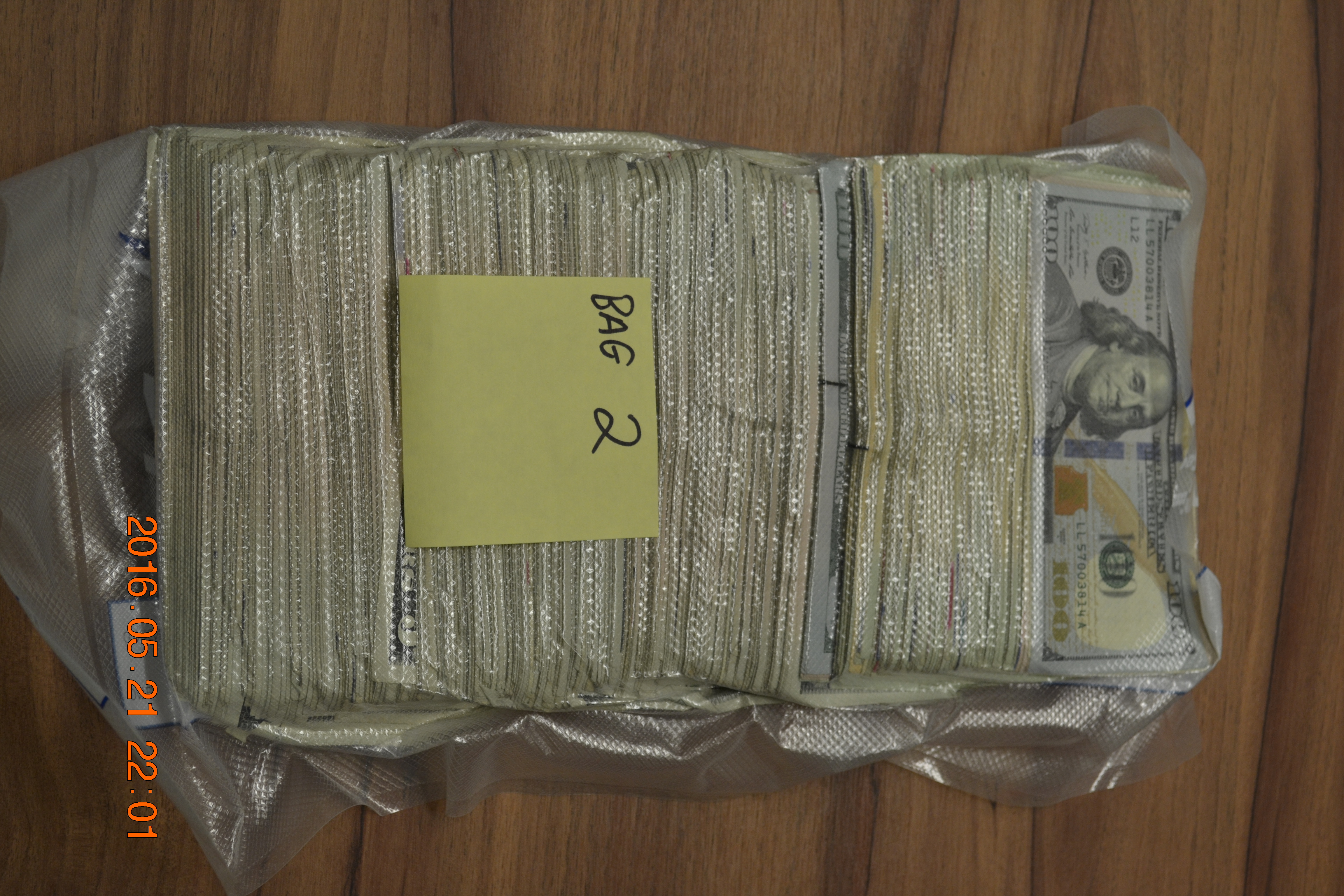 U.S. currency seized on May 21, 2016 at the Cornwall port of entry