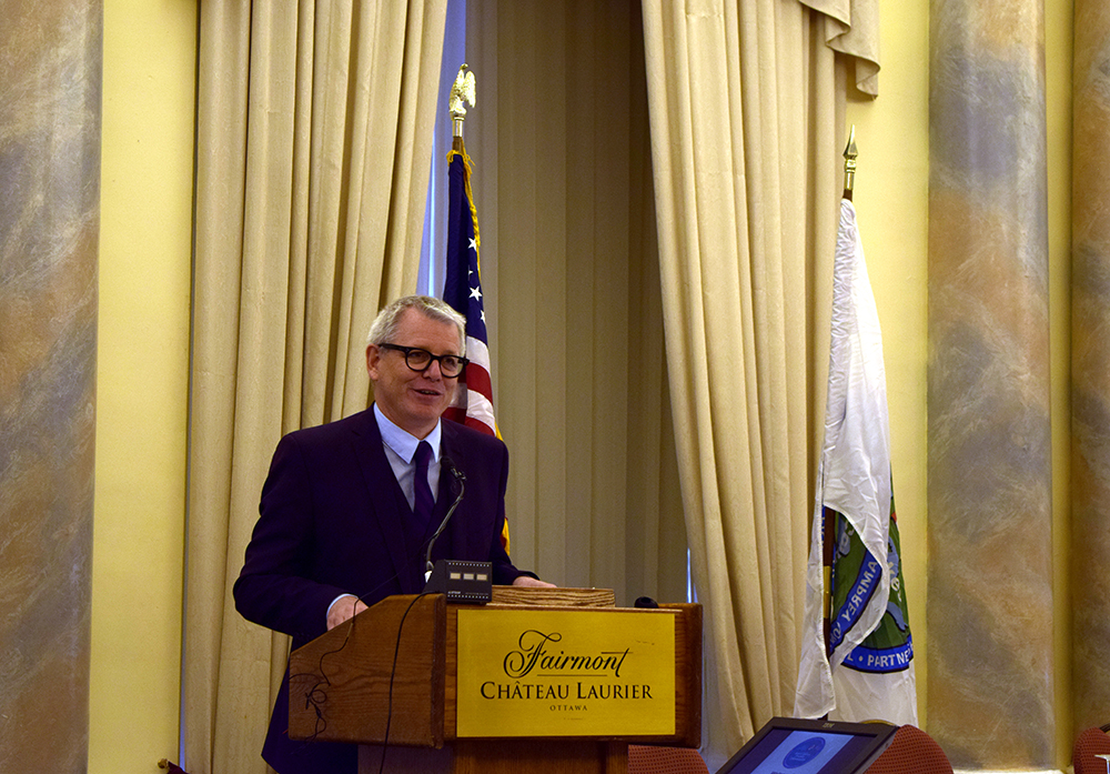Adam Vaughan, Parliamentary Secretary to the Prime Minister (Intergovernmental Affairs) and Member of Parliament for Spadina - Fort York, speaking at the Great Lakes Fishery Commission¿s Annual Meeting.