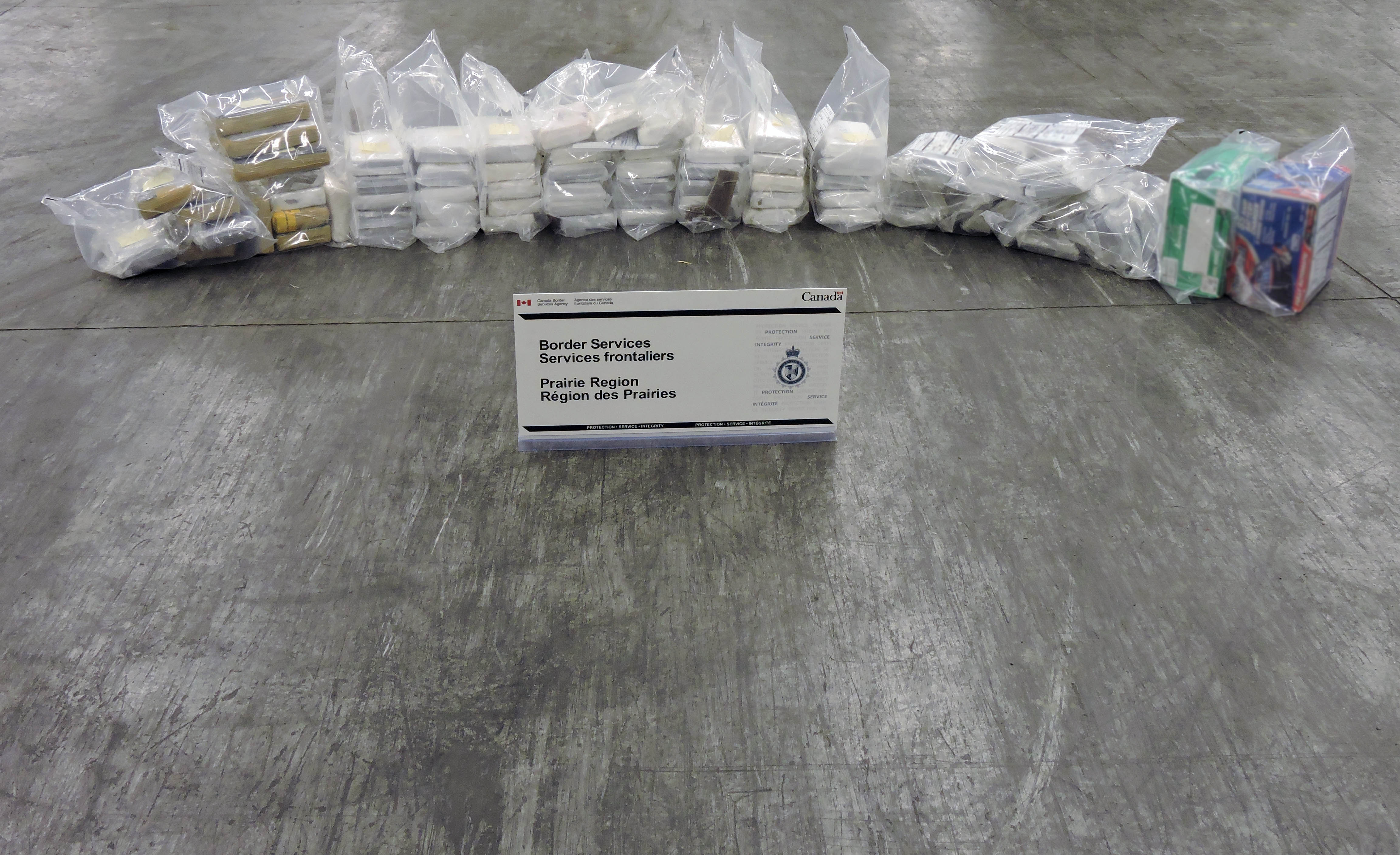 Les 83 paquets de cocaïne saisis le 10 octobre 2016. 