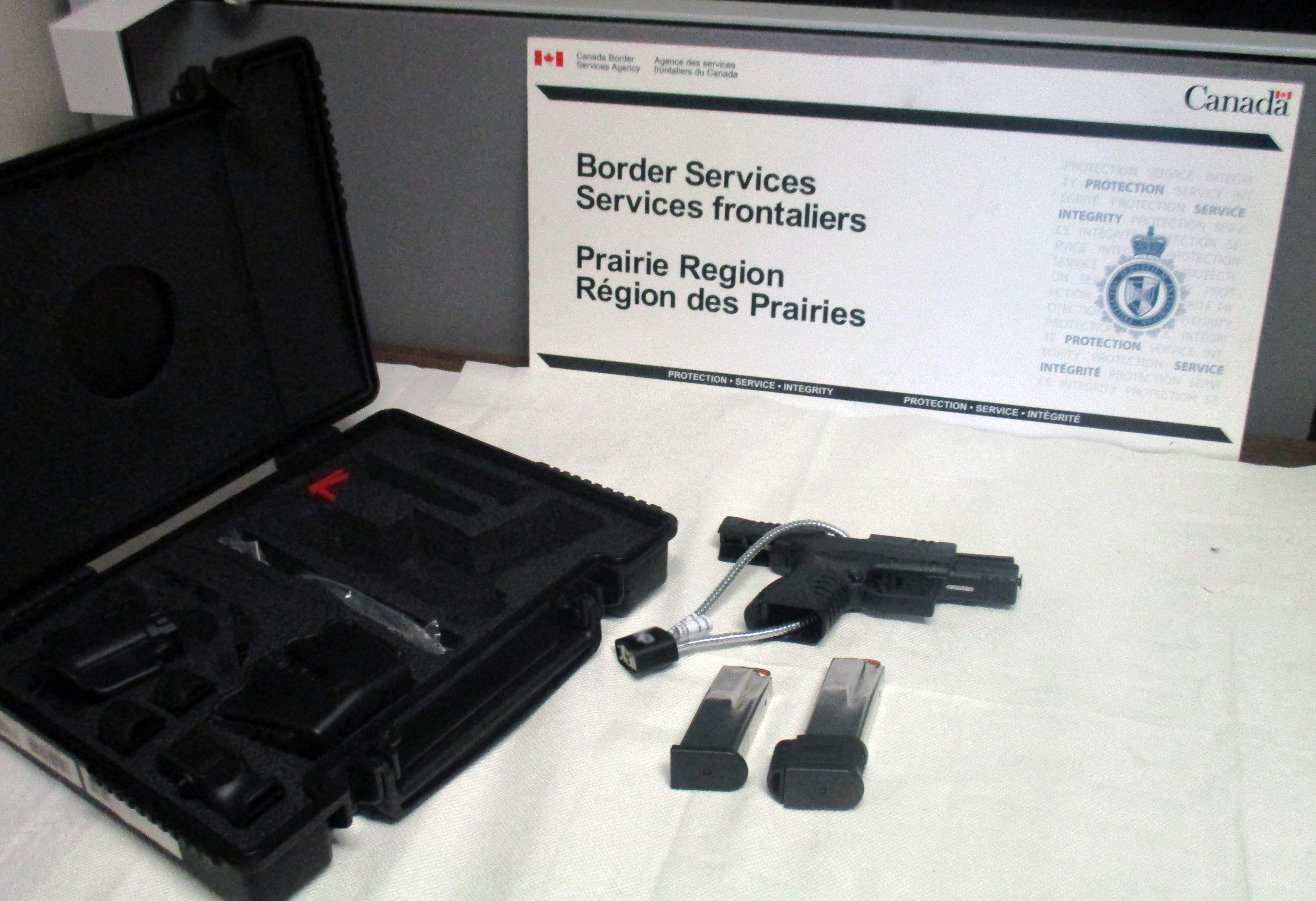 The .45-calibre restricted pistol seized at North Portal on November 13.