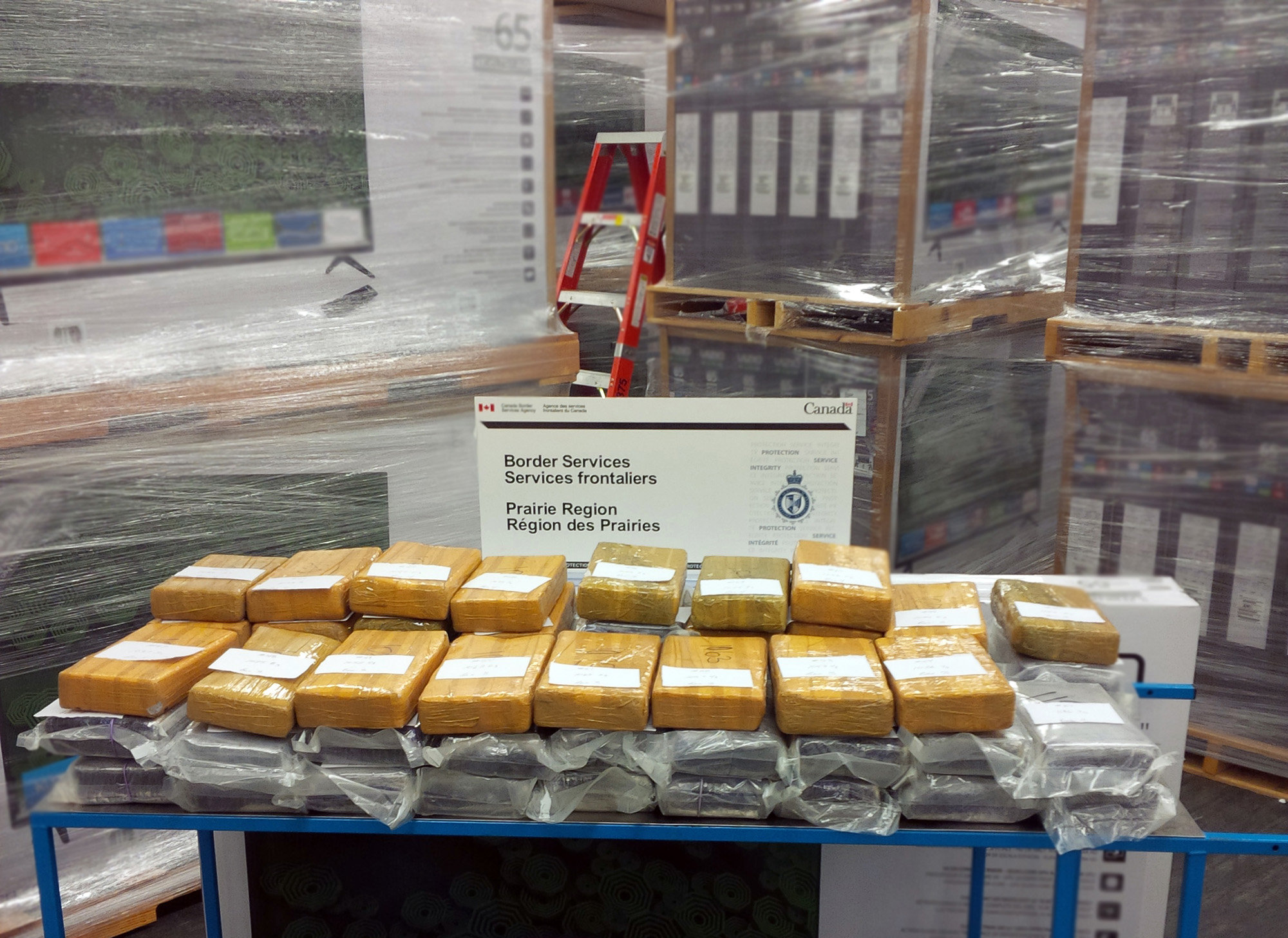 60 packages of cocaine seized from a shipment of TVs at Coutts on September 2