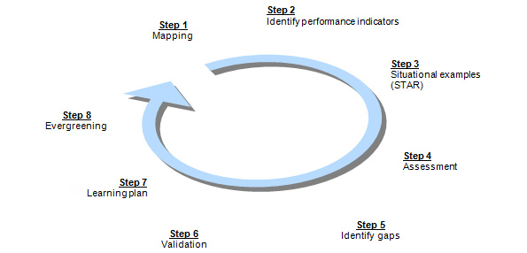 Competency Based Management Cycle. Text version below: