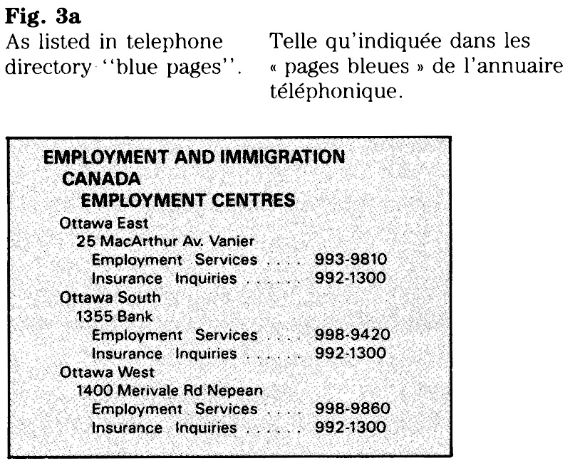 Figure 3a : Telle qu'indiquée dans les « pages bleues » de l'annuaire téléphonique