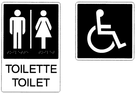 Salle de toilettes d'accès facile pour hommes et femmes