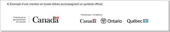 Exemple d'une mention en toutes lettres accompagnant le mot-symbole du Canada.