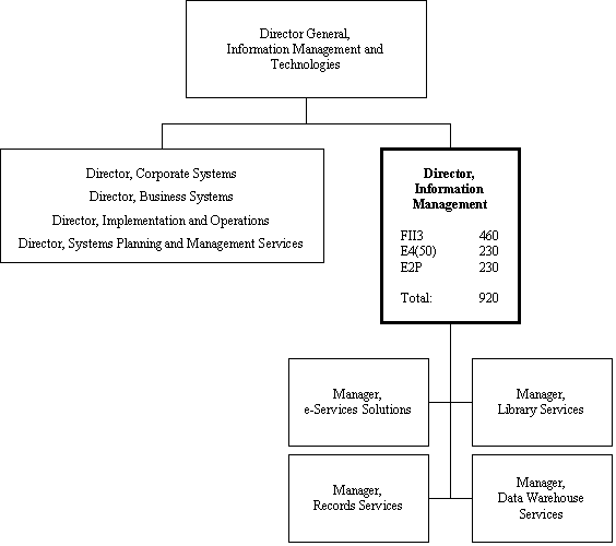 Org chart of the DIRECTOR INFORMATION MANAGEMENT