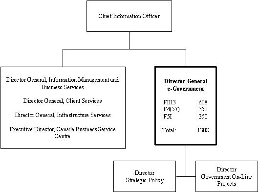 Org chart of the DIRECTOR GENERAL E-GOVERNMENT