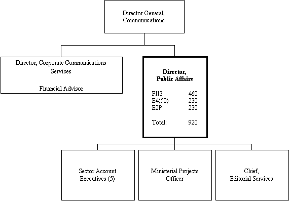 Org chart of the DIRECTOR PUBLIC AFFAIRS