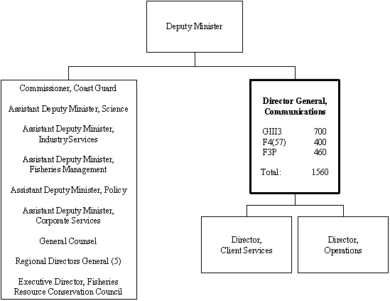 Org chart of the DIRECTOR GENERAL COMMUNICATIONS