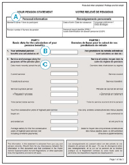 Cliché de Votre relevé de pensions, partie 1. Text version below: