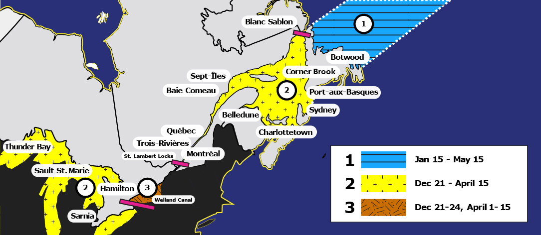 Map of areas Icebreaking services fee applies