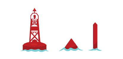 Bouée tribord de couleur rouge