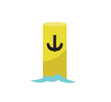 Bouée de mouillage de couleur jaune