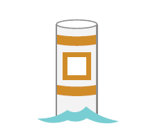 Bouée de renseignements blanche avec des symboles orange