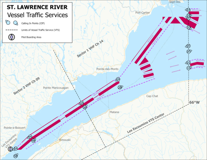 Figure 3-10b - Vessel Traffic Services - St.&nbsp;Lawrence River