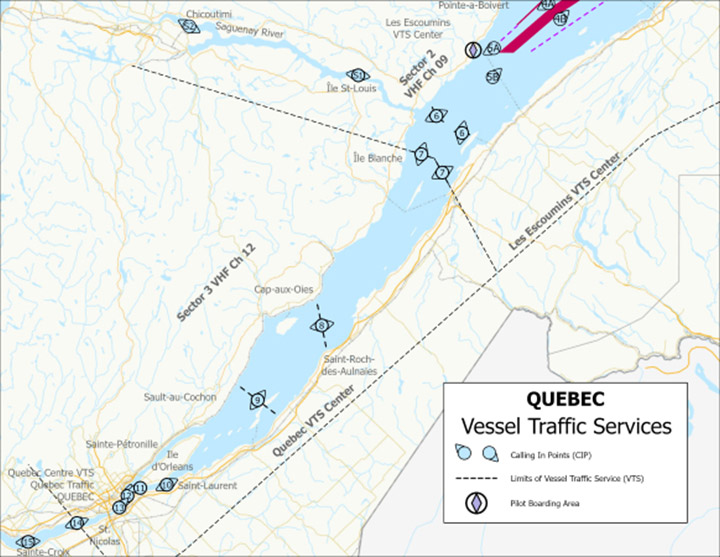 Figure 3-10c - Vessel Traffic Services - St.&nbsp;Lawrence River