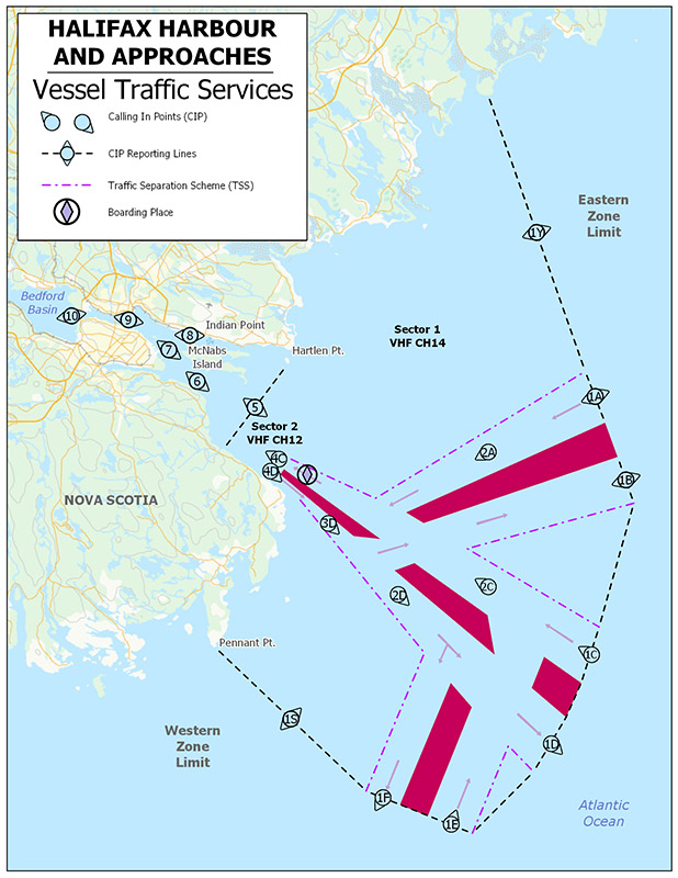 Figure 3-11 - Halifax Harbour and Approaches VTS Zone described below