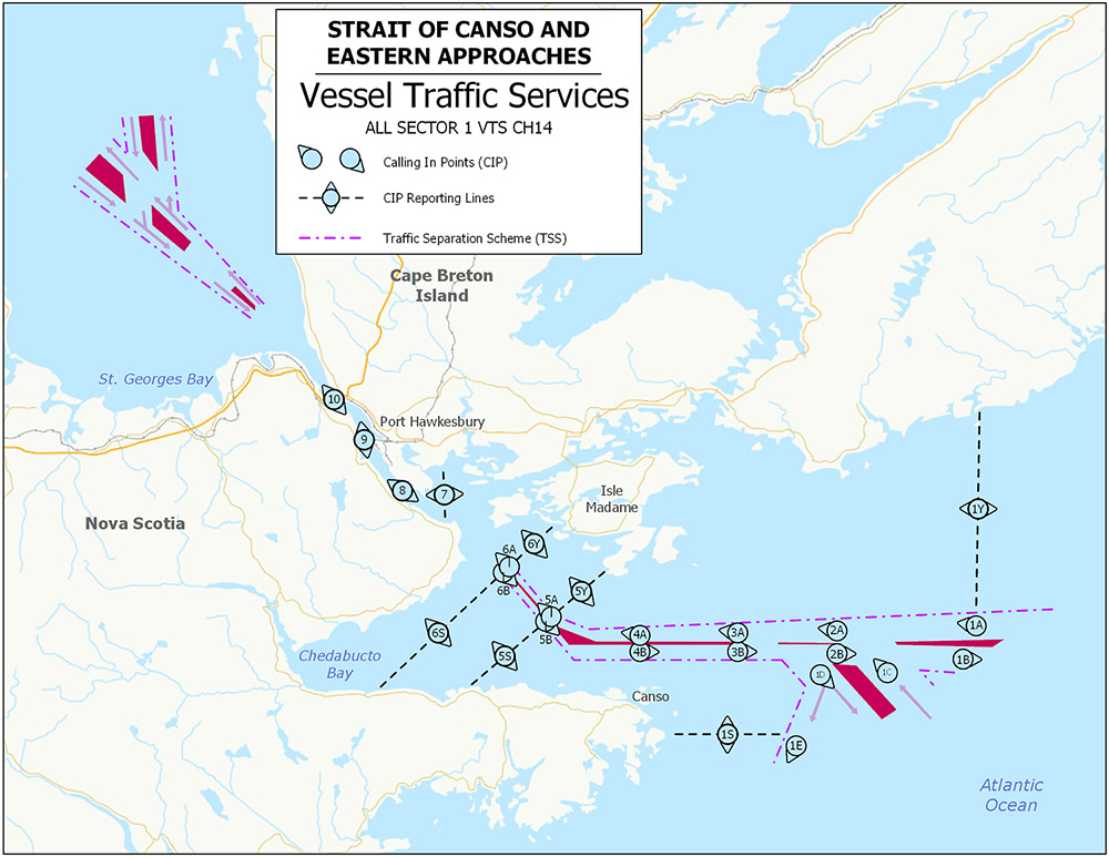 Figure 3-11 - Strait of Canso and Eastern Approaches VTS Zone described below