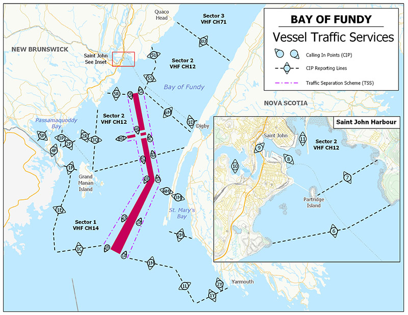 Figure 3-13 - Bay of Fundy VTS Zone described below