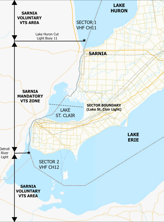 Figure 3-18 - Sarnia VTS Zone and Area described below