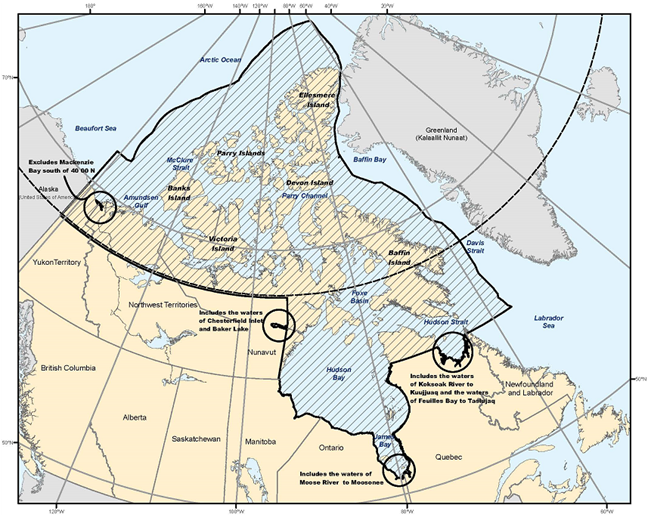 Figure 3-3 Northern Canada Vessel Traffic Services (NORDREG) Zone (chart) described below