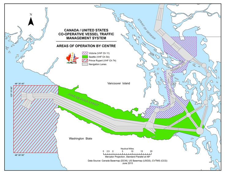 Figure 3-7 - Canada/United States Co-operative Vessel Traffic Management System described below