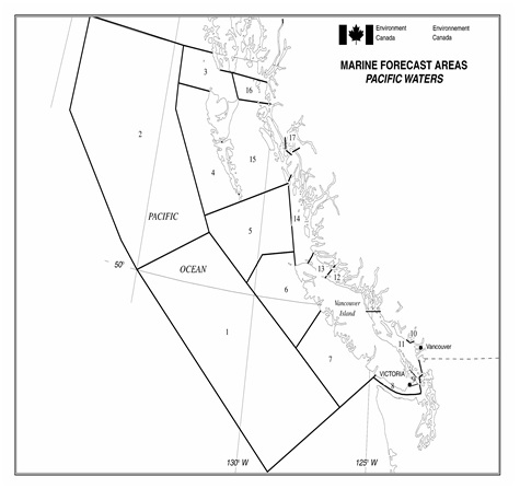 Figure 5-8 - Marine forecast areas: Pacific waters described below