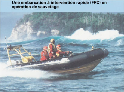 Un bateau de sauvetage rapide en opération de recherche et de sauvetage