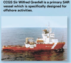 CCGS Sir Wilfred Grenfell is a primary SAR vessel which is specifically designed for offshore activities