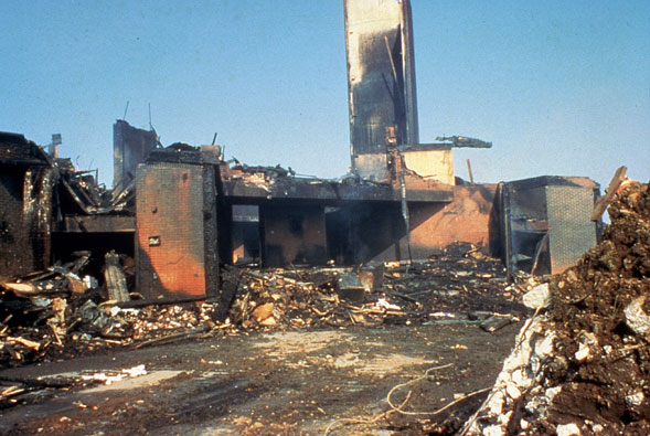 Exterior view of fire site.
