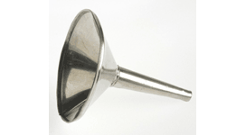 A funnel made with tin-plated iron.