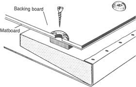 In this diagram, the foam stripping is visible under the matboard liner.